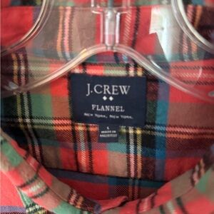J. Crew coral and Green Plaid Casual Button Down Shirt